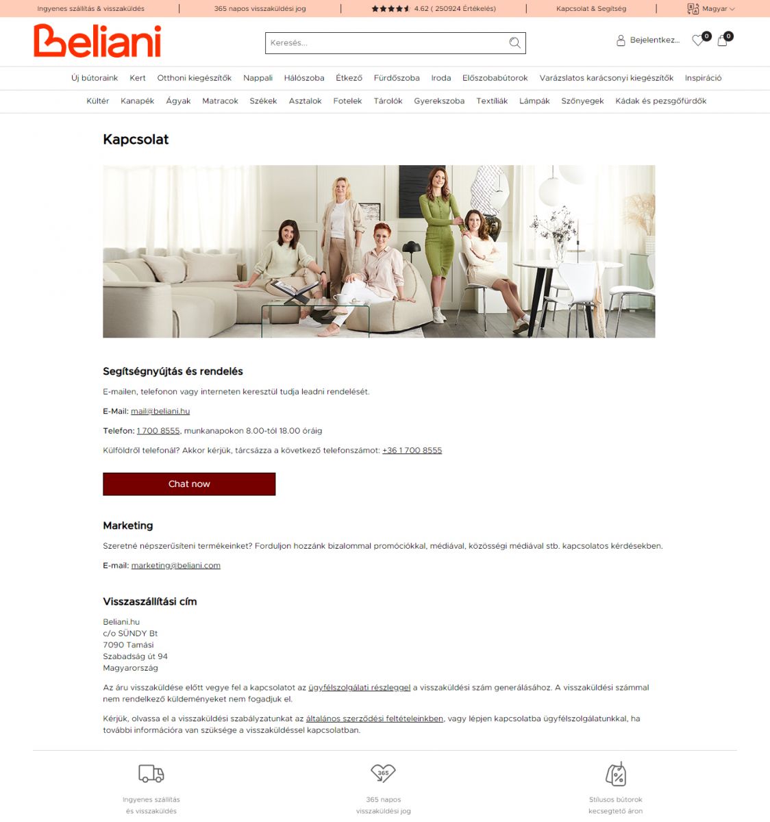 Beliani ügyfélszolgálat