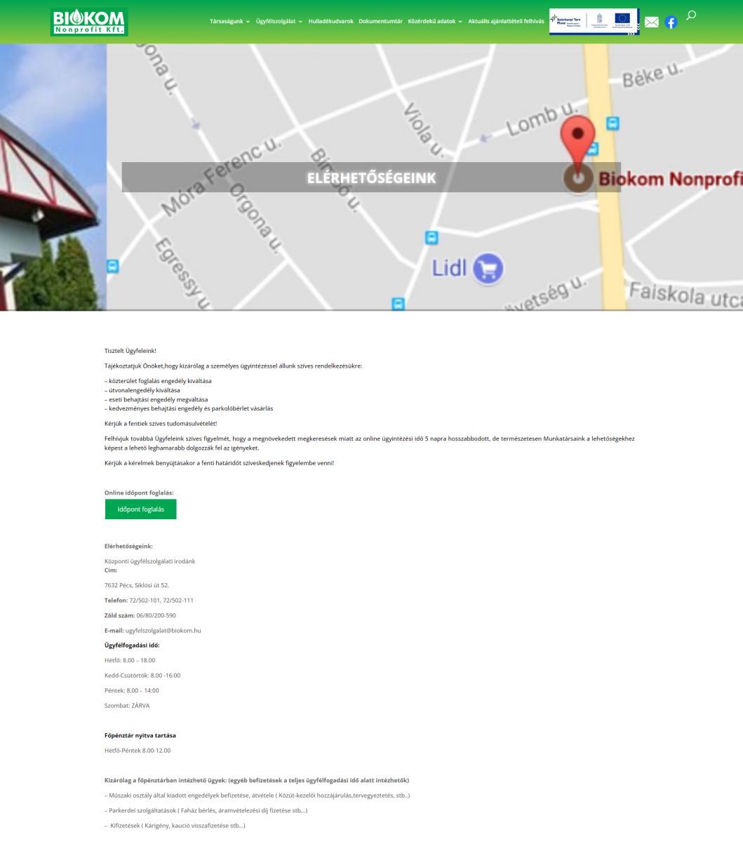 Biokom ügyfélszolgálat telefonszám